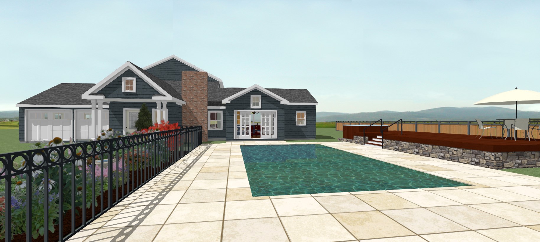 Pool to house view